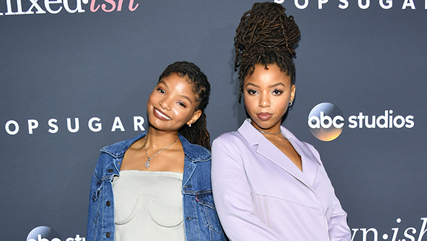Halle Bailey Rocks Tiny Crop Top &amp; Jeans at Super Bowl With Sister Chloe 1 Months After Announcing Birth of Son Halo