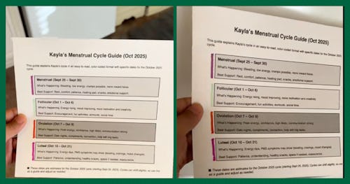 Woman Prints Out A Chart To Help Her Partner Understand Her Menstrual Cycle