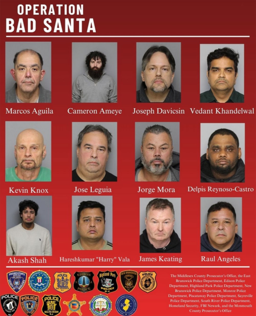 New Jersey Police Arrest 12 Child Predators as Part of 'Operation Bad Santa'