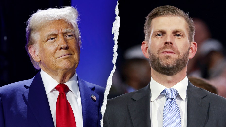Eric Trump calls his father live on stage during Turning Point event