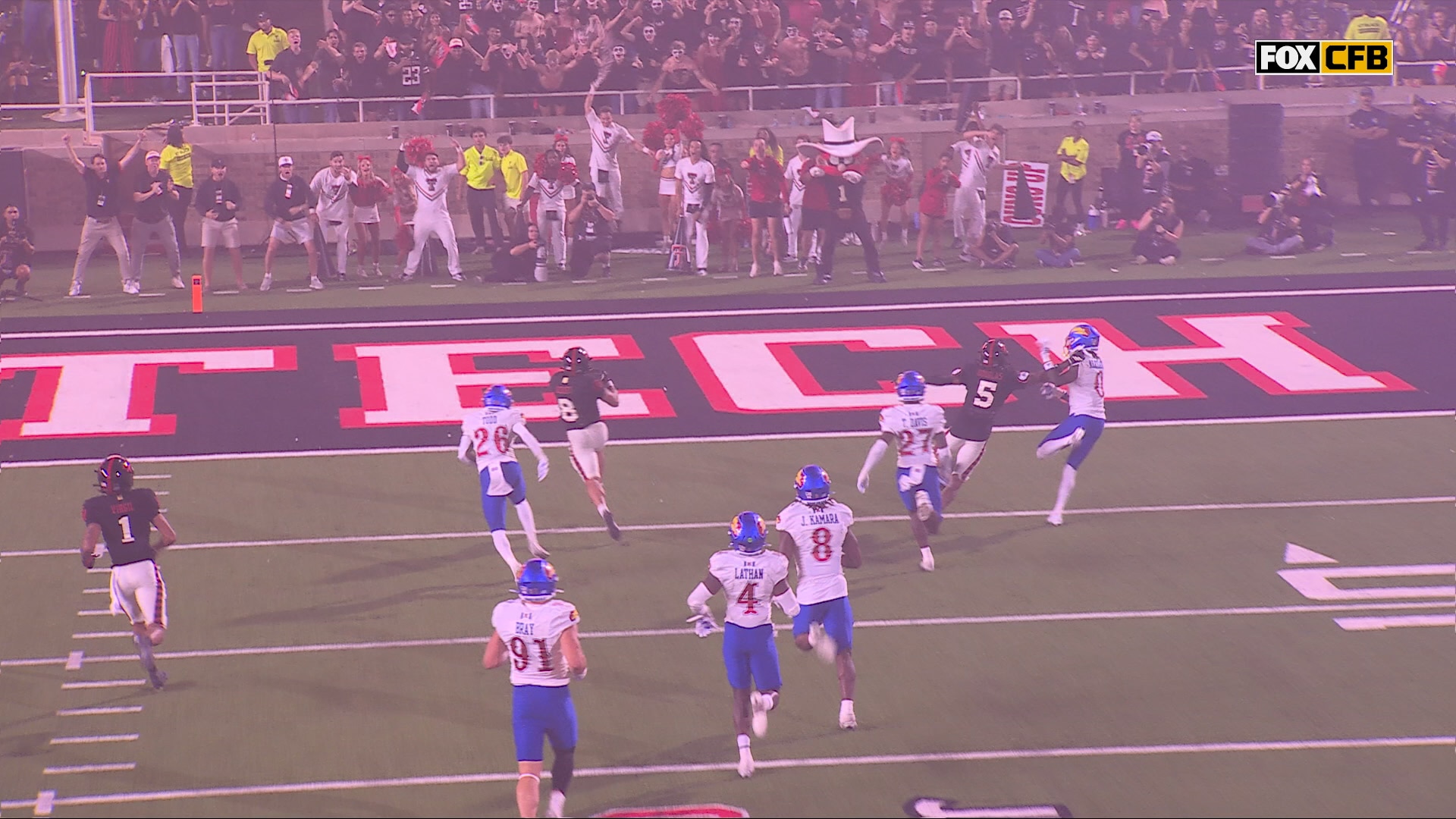 Texas Tech's Cameron Dickey rushes 55-yard TD, extending lead over Kansas