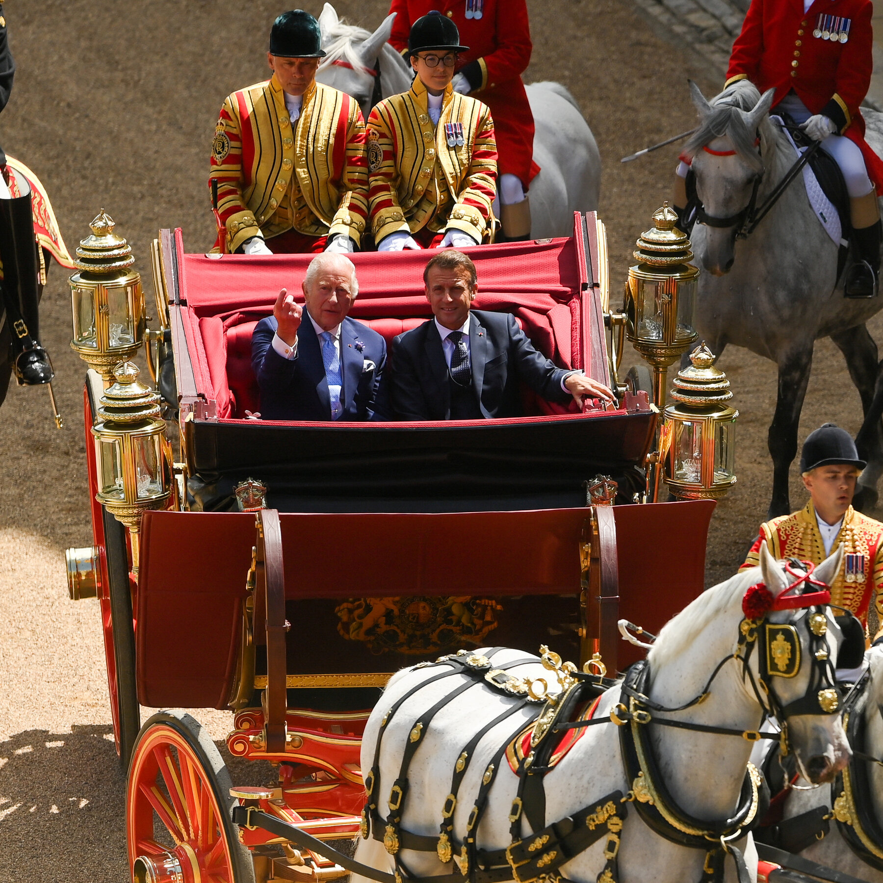 Royal Family Welcomes President Macron to U.K. for State Visit With Pomp and Pizazz