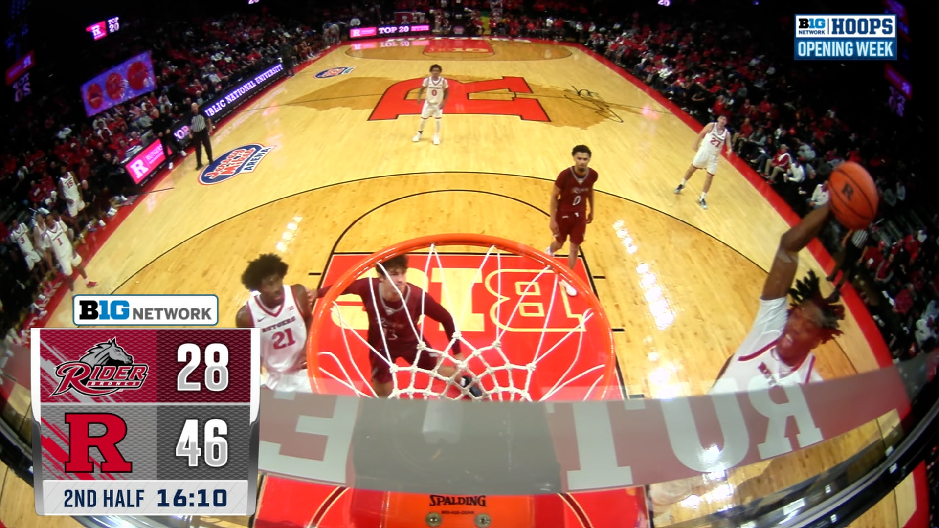 Dylan Grant throws down POWERFUL dunk, extending Rutgers lead vs. Rider