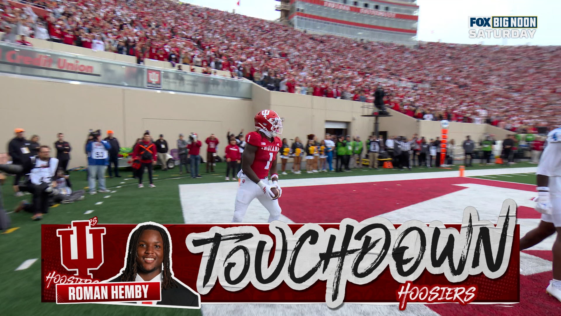 Roman Hemby rushes for a 13-yard TD to give Indiana a 28-0 lead over UCLA