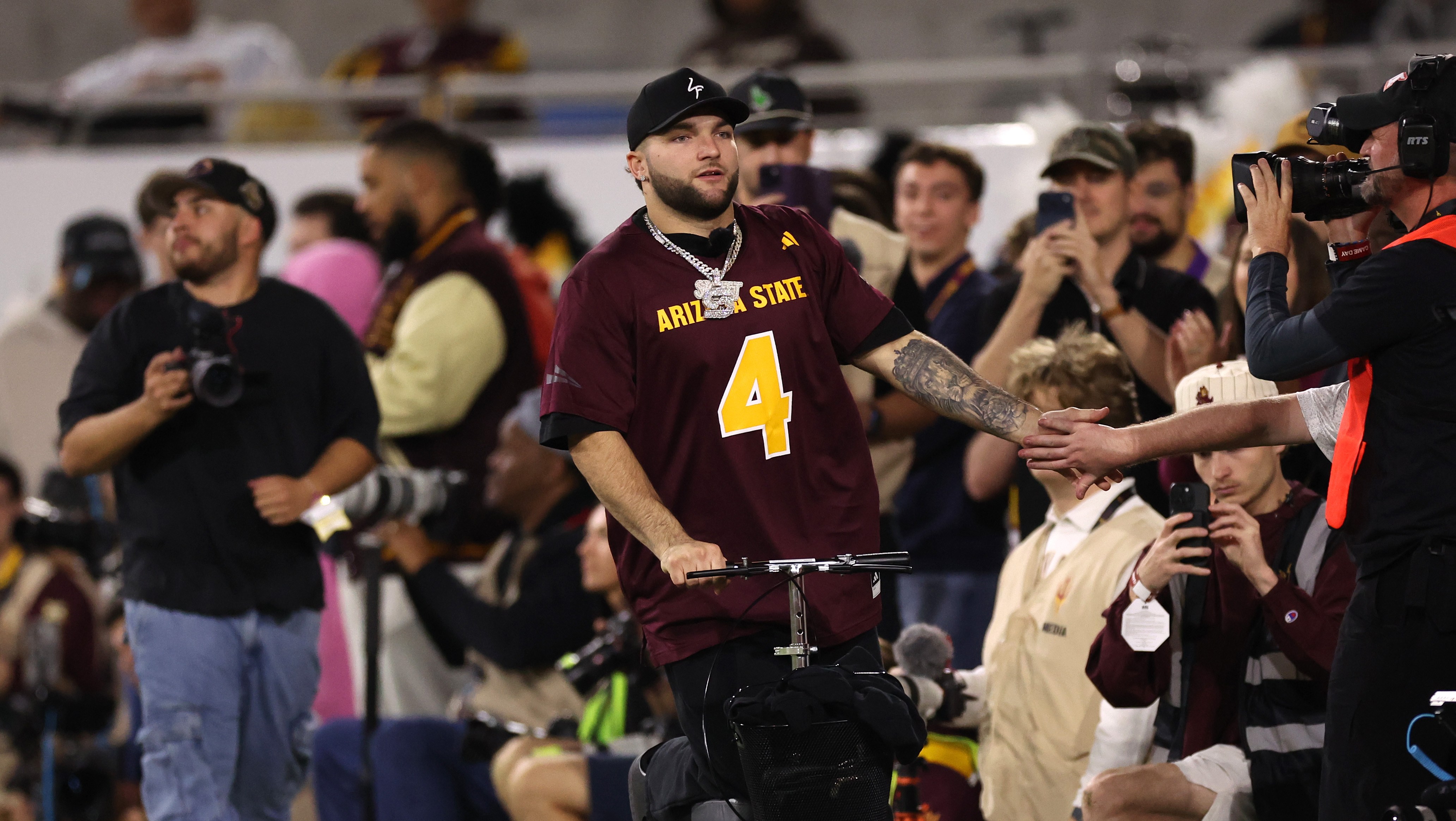 Weeks After Gruesome Injury, Cam Skattebo Hypes Up ASU Student Section