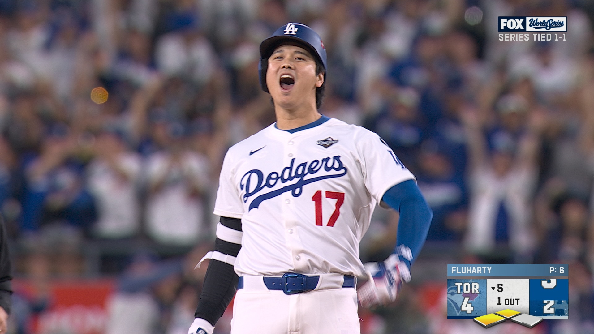 Dodgers' Shohei Ohtani &amp; Freddie Freeman drive in two runs to tie score against Blue Jays