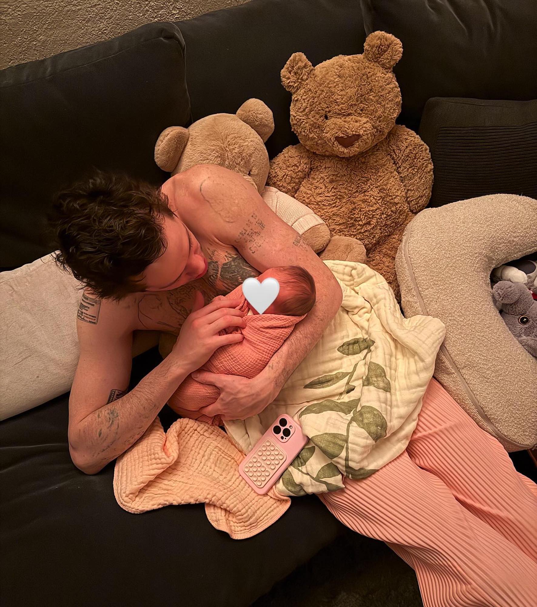 Pete Davidson Shows Off Tattoo Removal Journey in Shirtless Photo With Baby