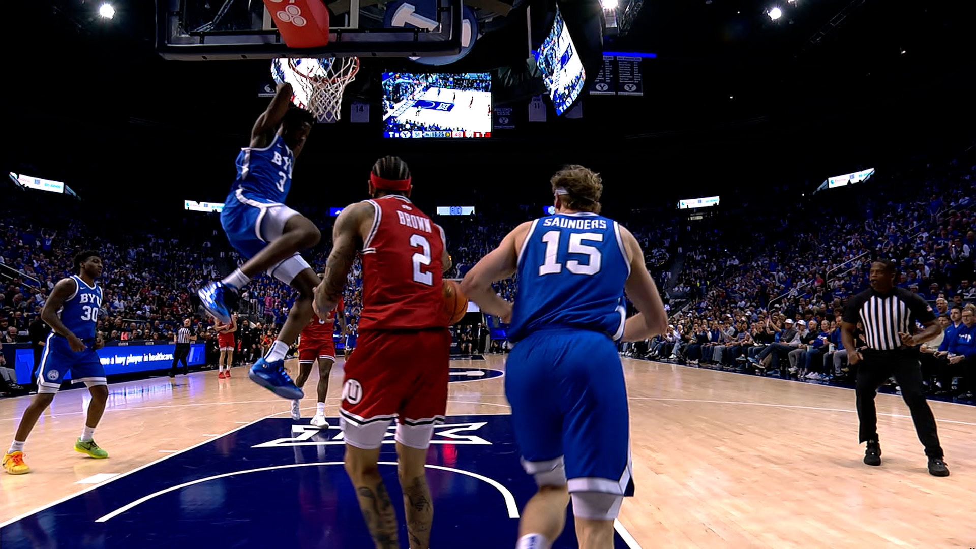 BYU's AJ Dybantsa throws down putback slam, extending lead over Utah