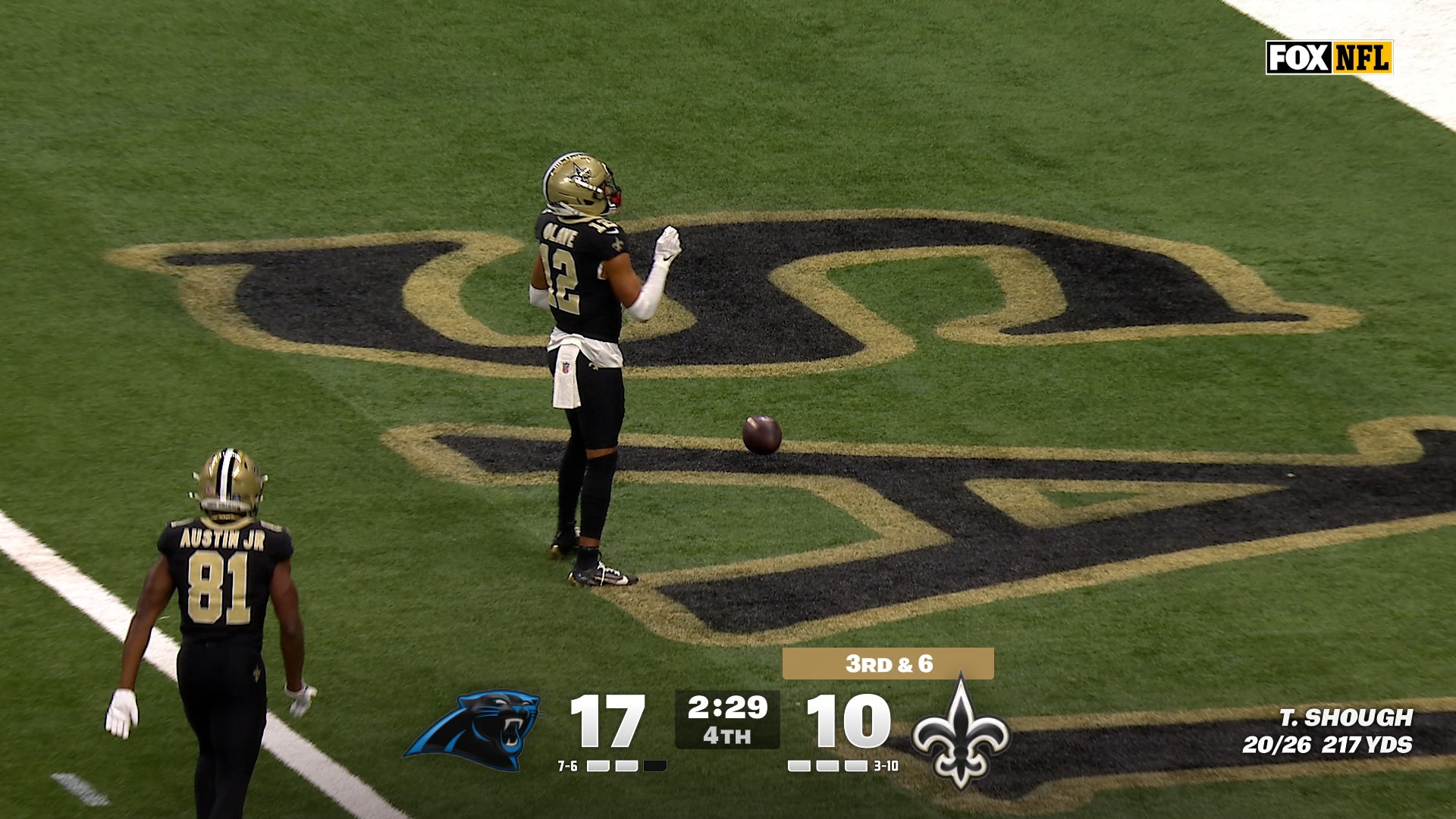 Tyler Shough connects with Chris Olave on 12-yard TD to pull Saints even with Panthers | NFL Highlights