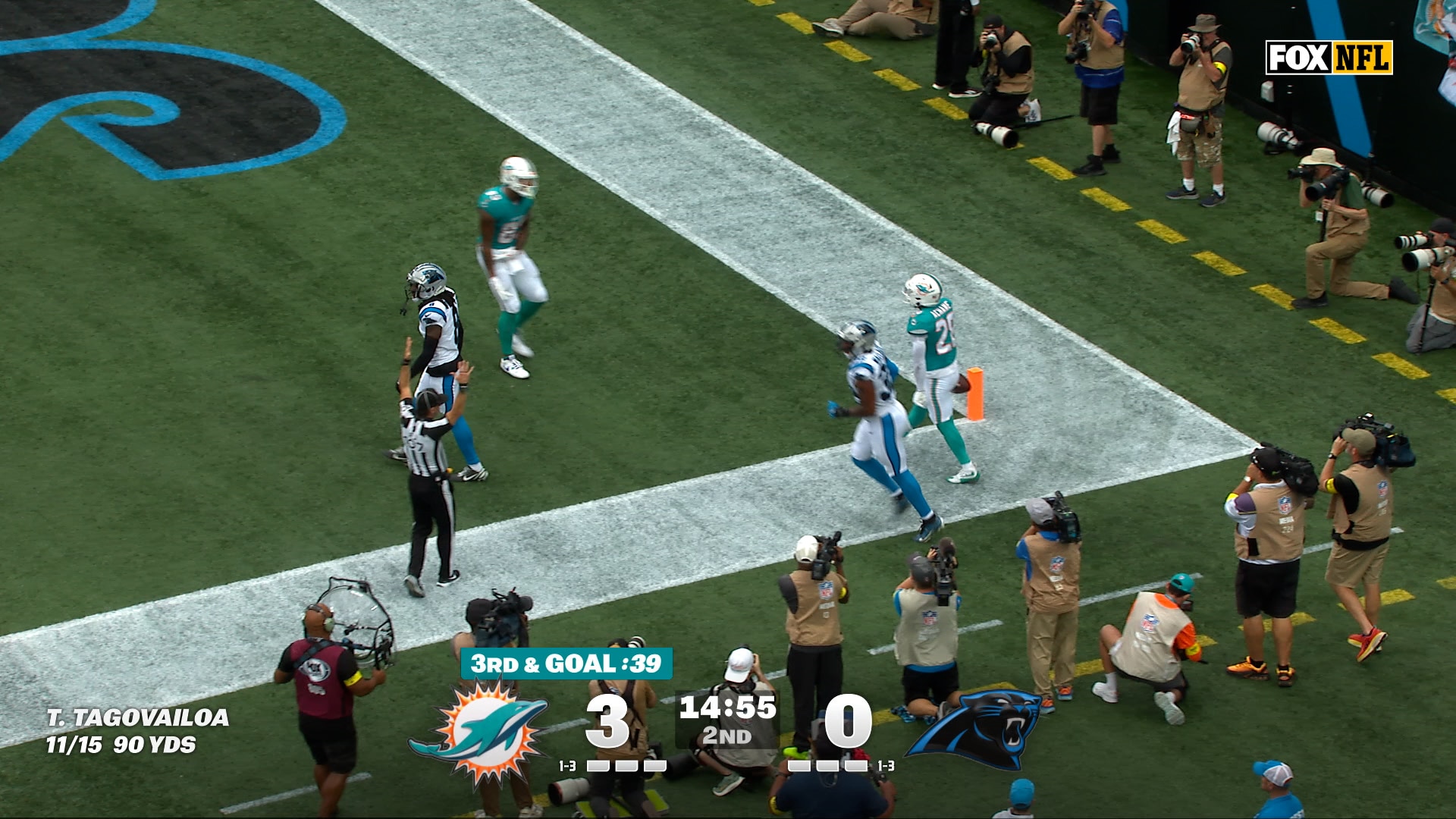 Tua Tagovailoa finds De'Von Achane for a 10-yard TD, extending Dolphins' lead over Panthers | NFL Highlights