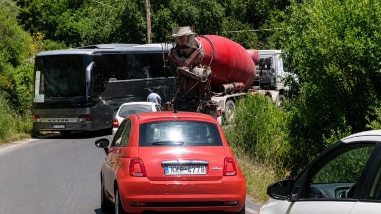 Cruise Tour Bus Collides with Concrete Mixer at Popular Greek Port