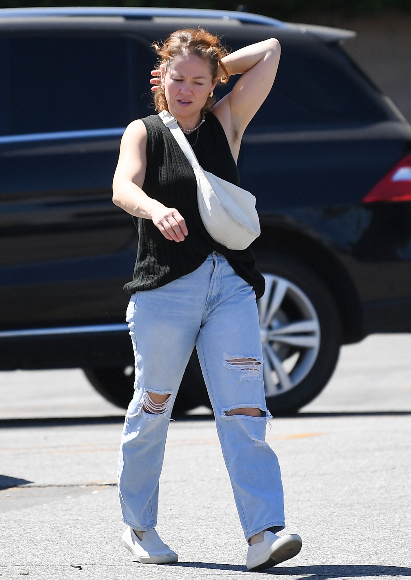 Erika Christensen Shows Off Armpit Hair While Out and About in L.A.